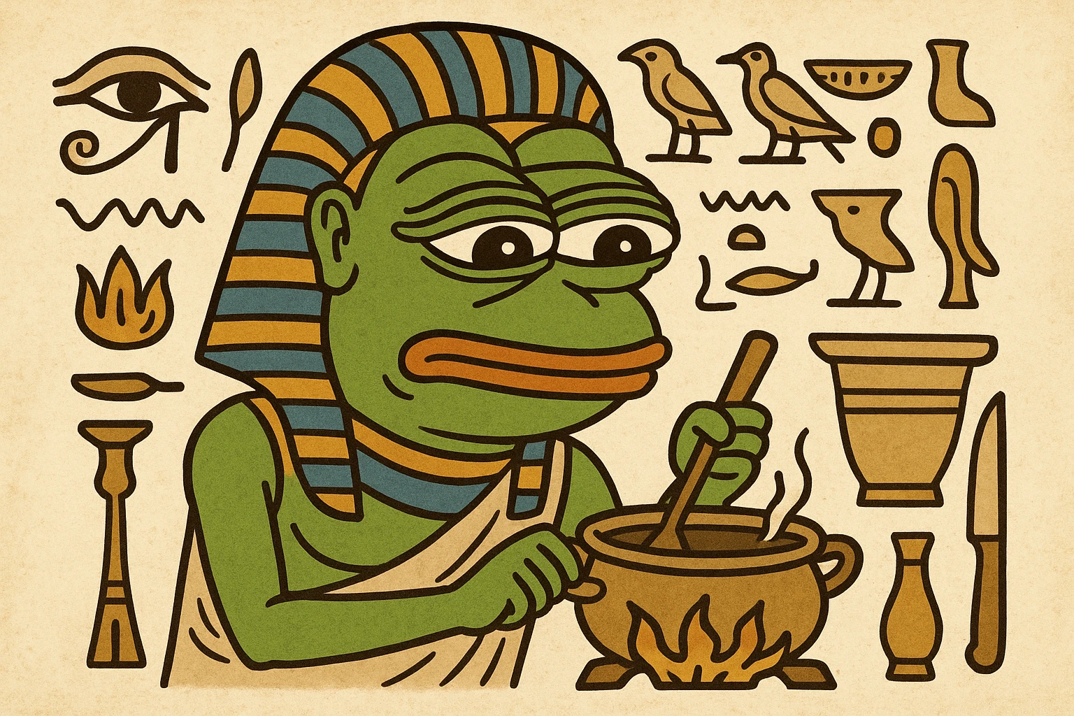 ancient Egyptian cooking scene in hieroglyphic style emoji