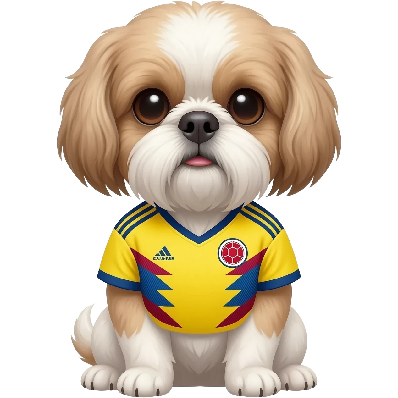 shih zhu wearing a colombia soccer jersey v neck emoji