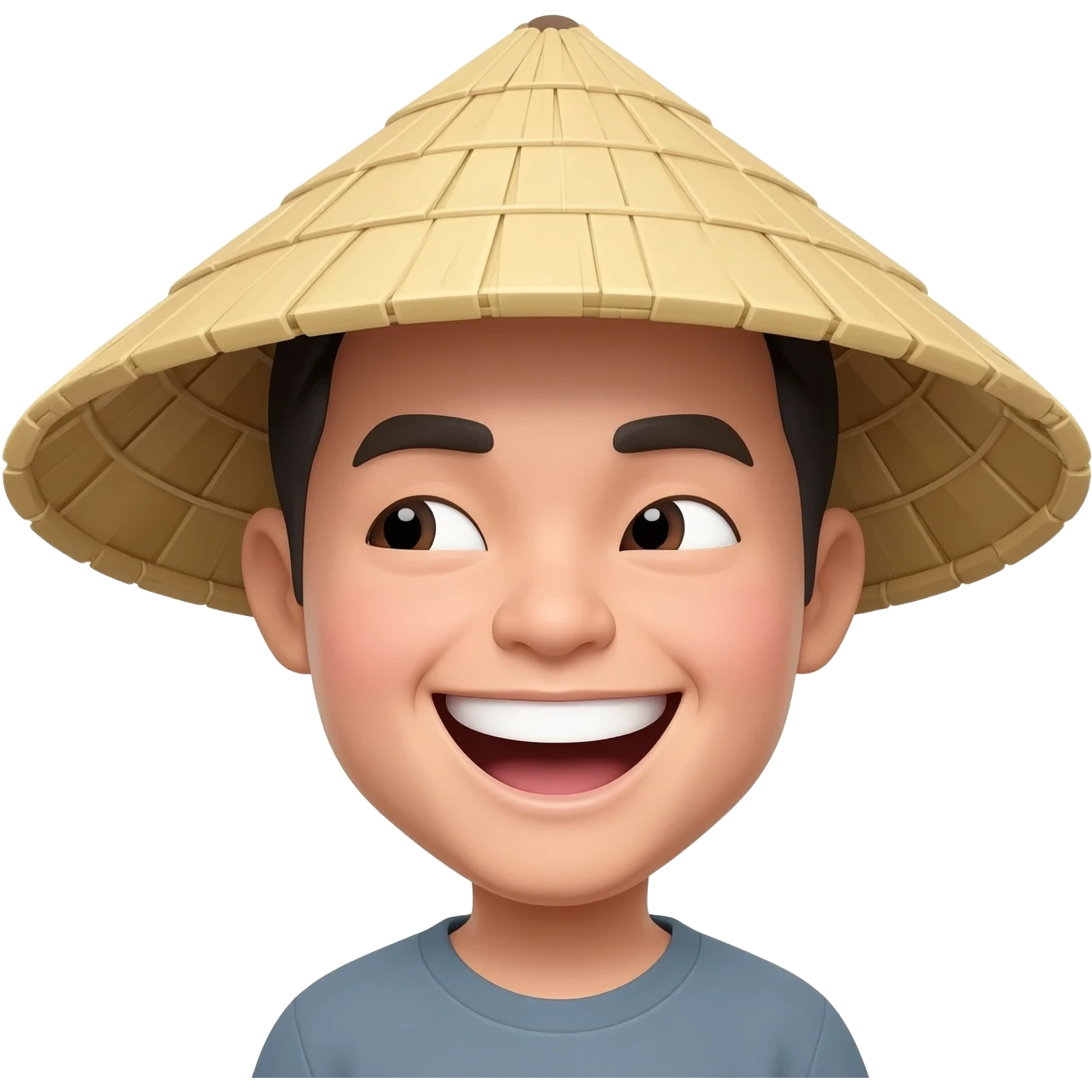 Asian rice hat emoji laughing slanted eyes emoji