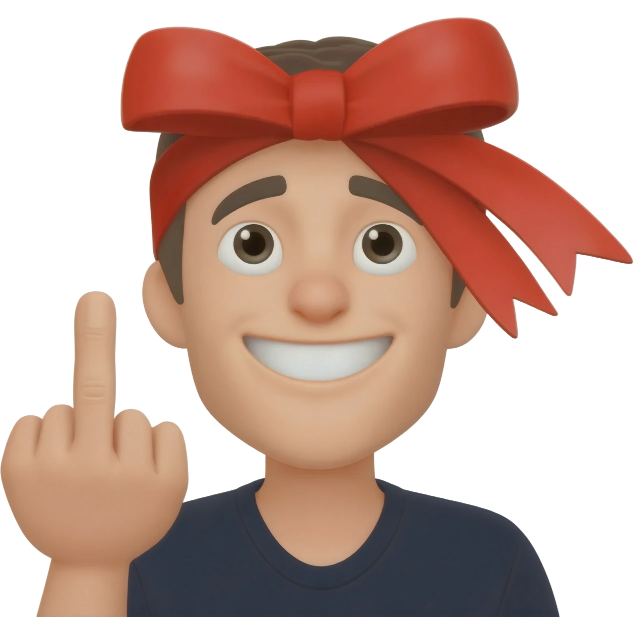 Funny emoji showing middle finger and having ribbion on head emoji