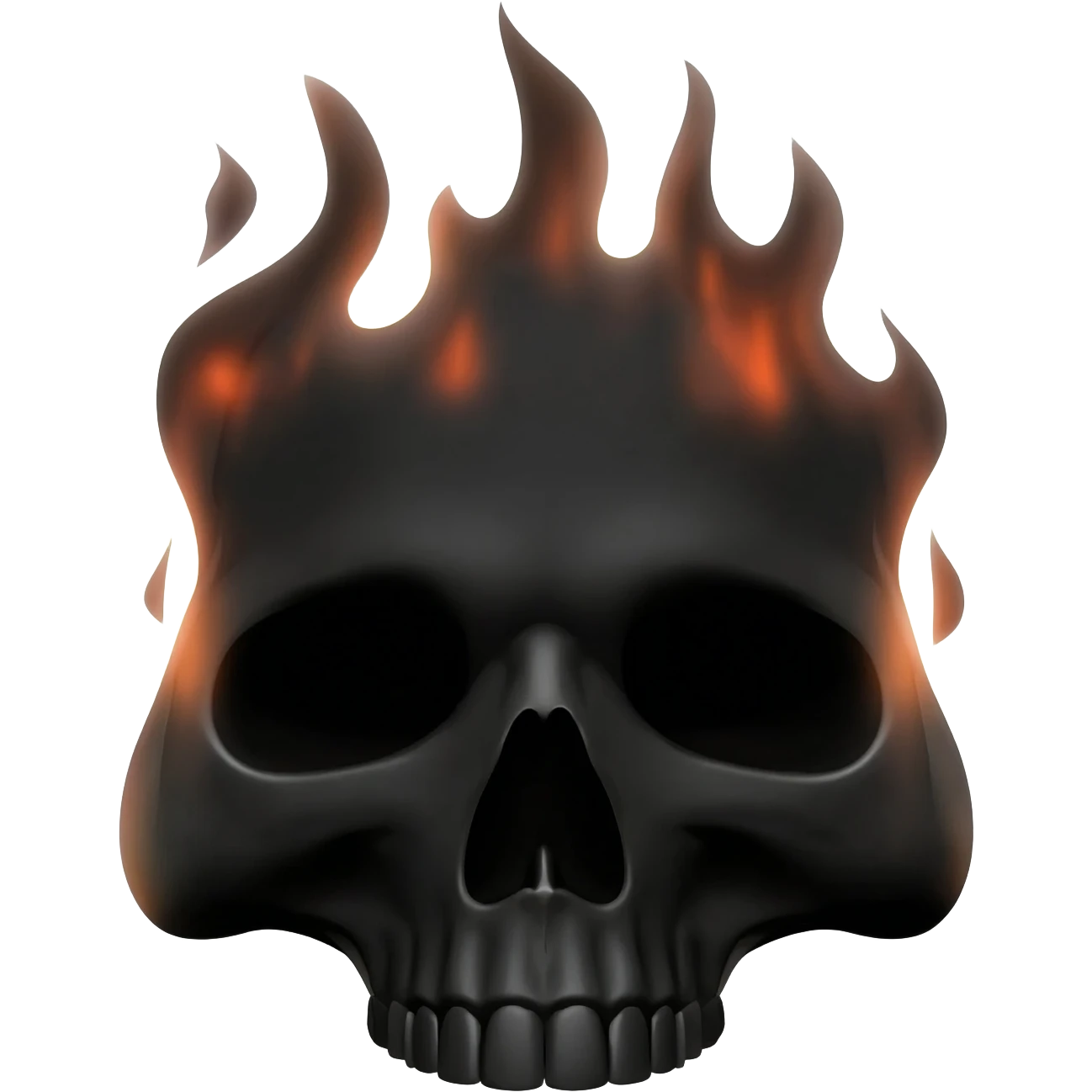 generate a black skull with a black crown burning brightly in a black flame emoji