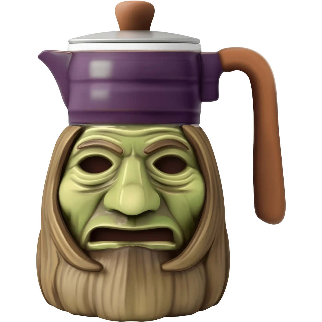 Coffee pot with witch doctor face emoji