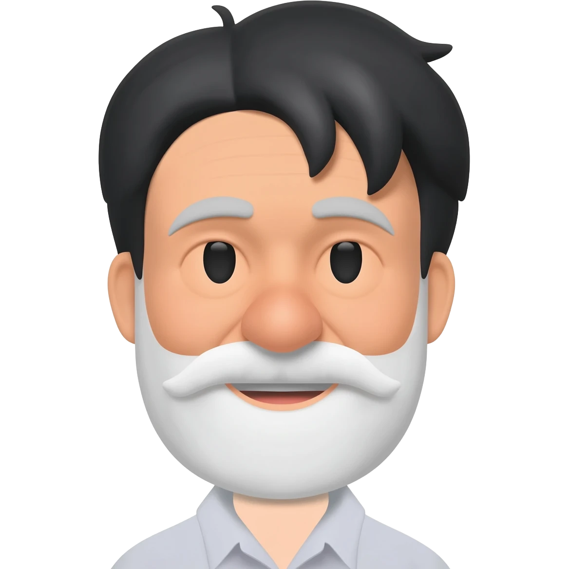 Old man with white beard and black hair smiling emoji