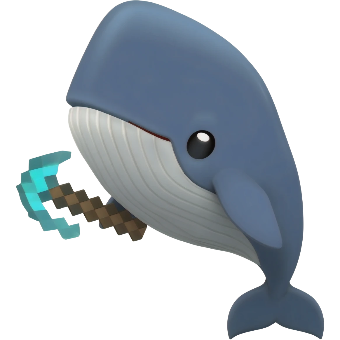A whale with a minecraft diamond pickaxe emoji