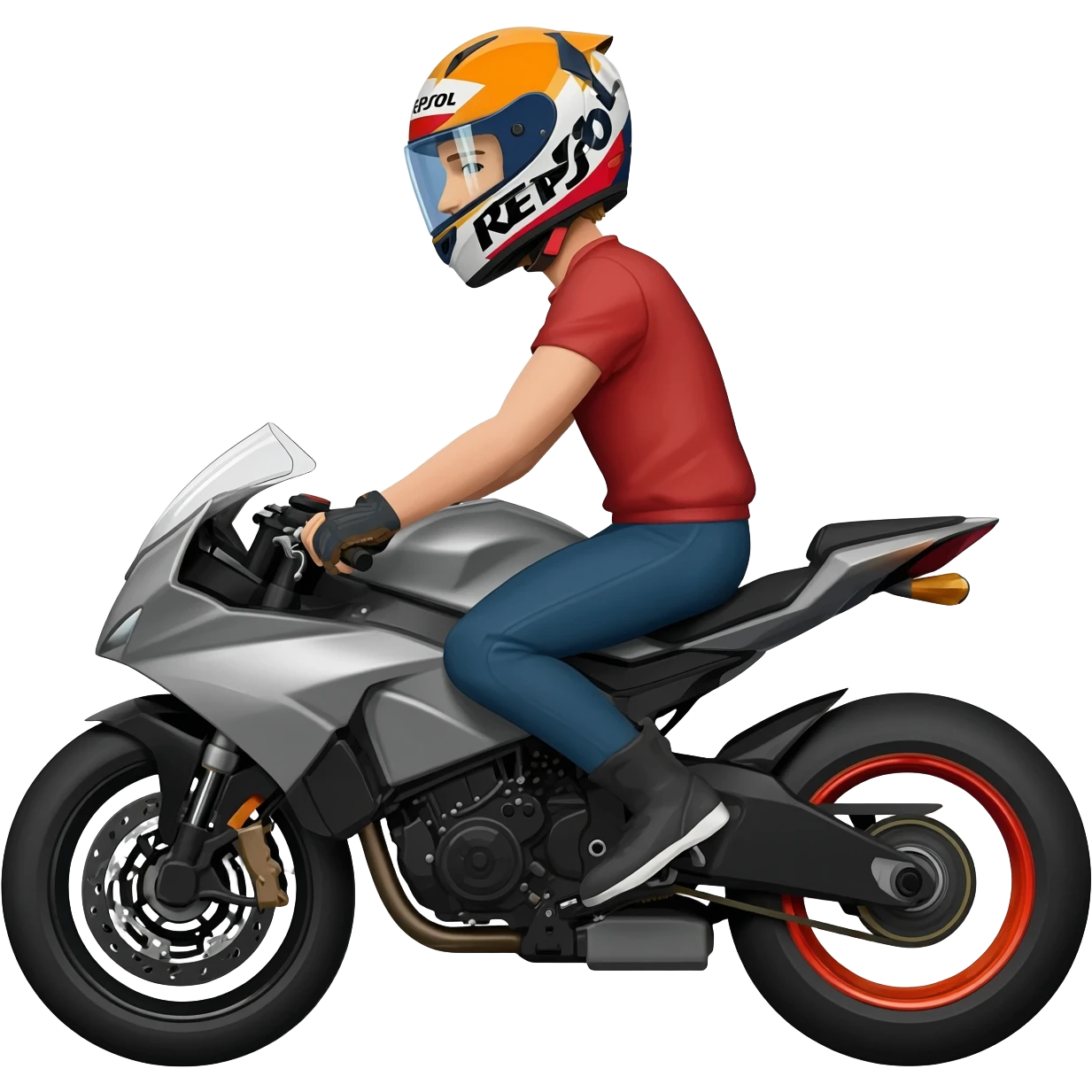Give me a man ride with repsol helmet and motorcycle emoji