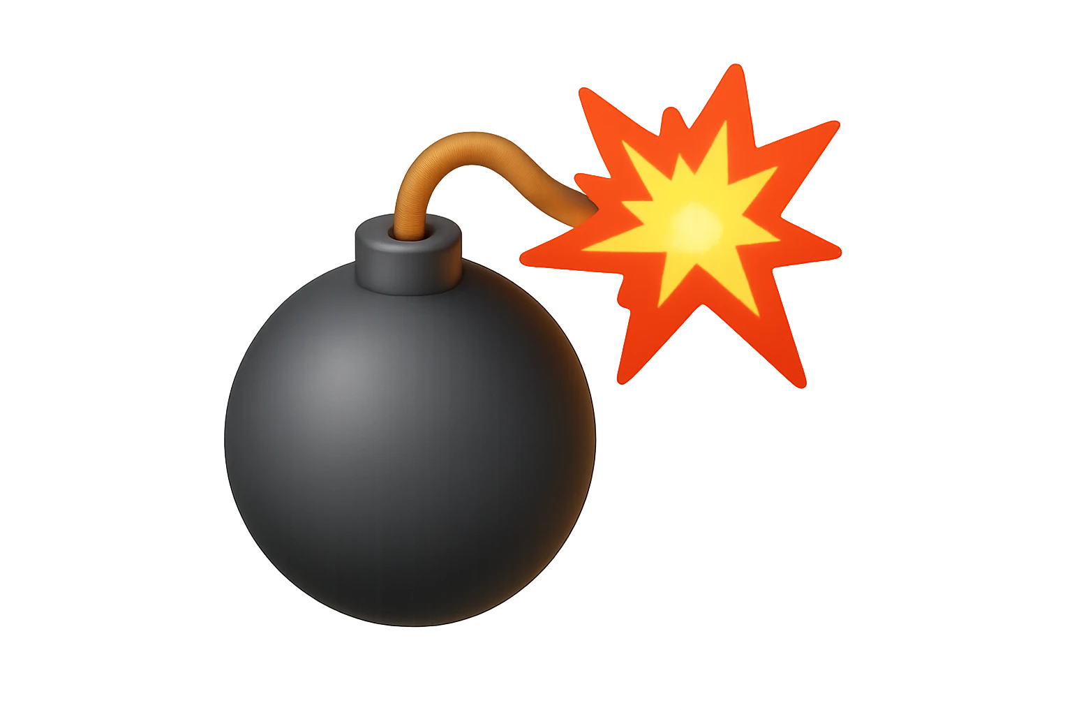 emoji stile iphone di una bomba che esplode, ISOLATA SU SFONDO BIANCO emoji
