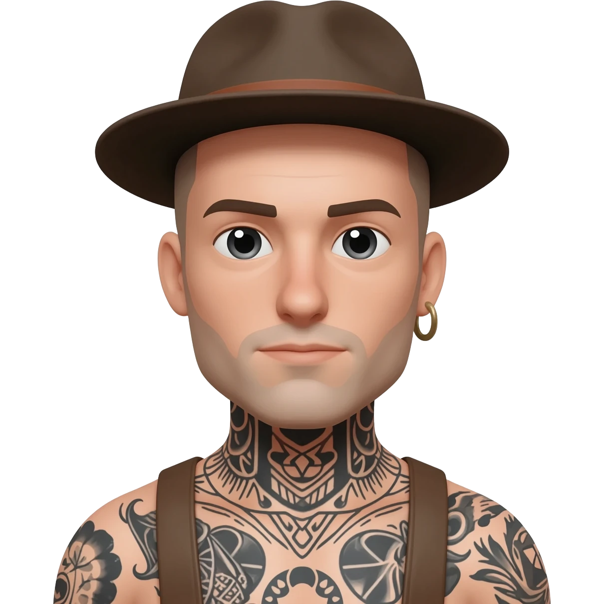in tattoos and a hat emoji