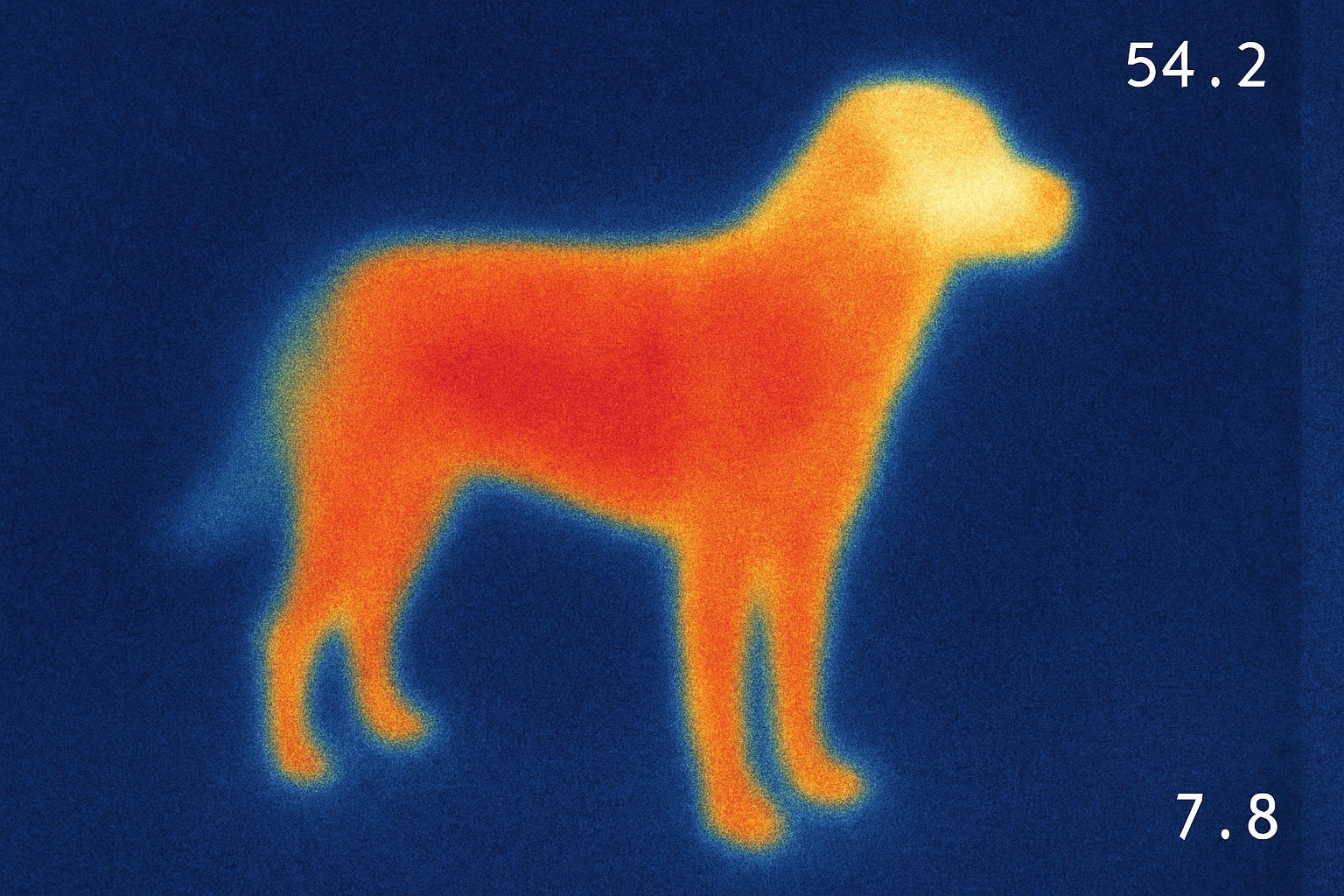 A dog in thermal camera style emoji