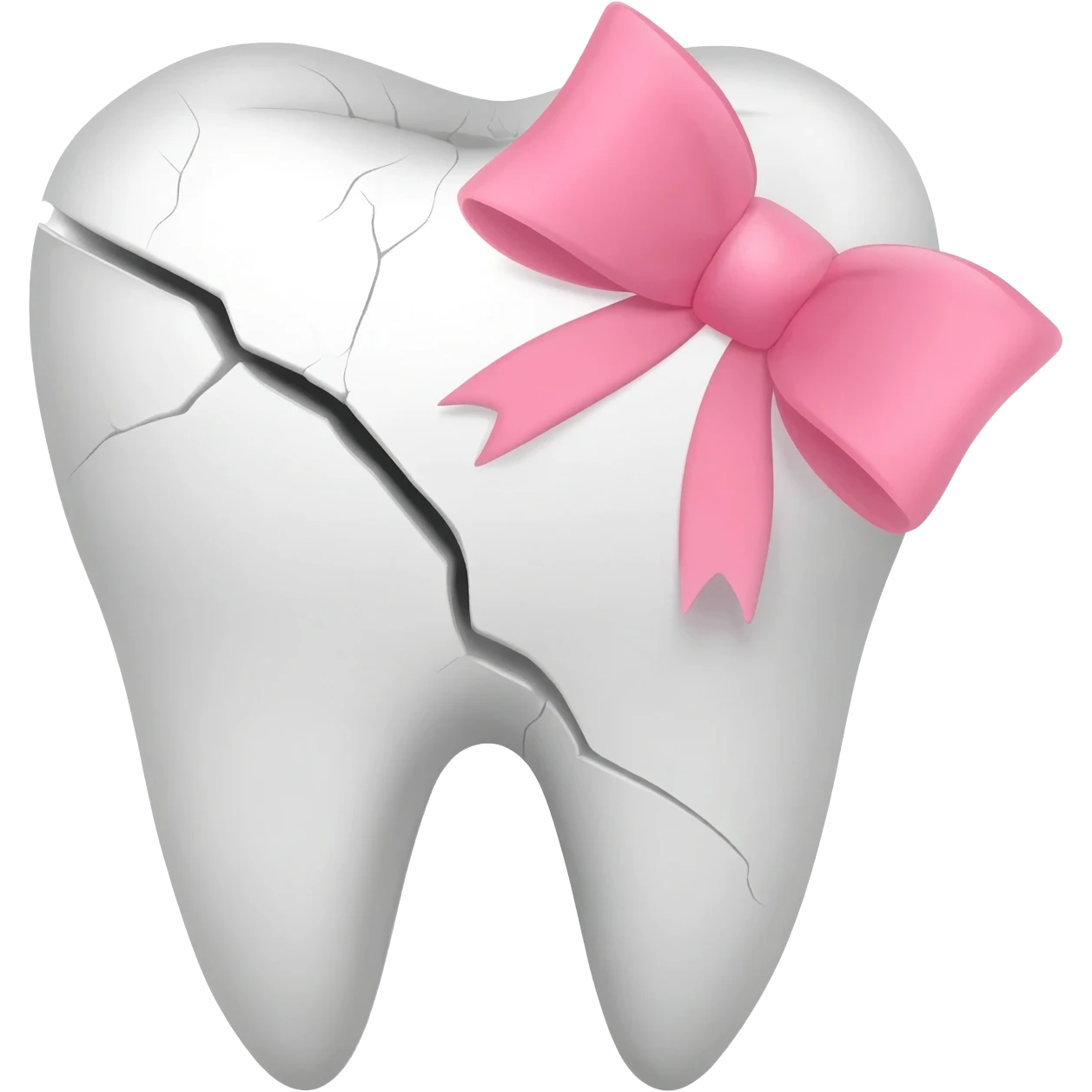 create a feminine cracked/broken tooth with a pink bow on it emoji