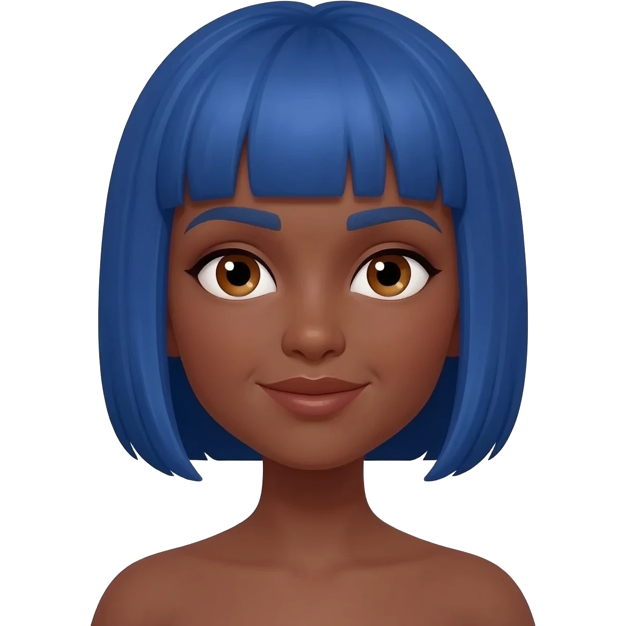 Brown skin hazel female eyes blue bob emoji