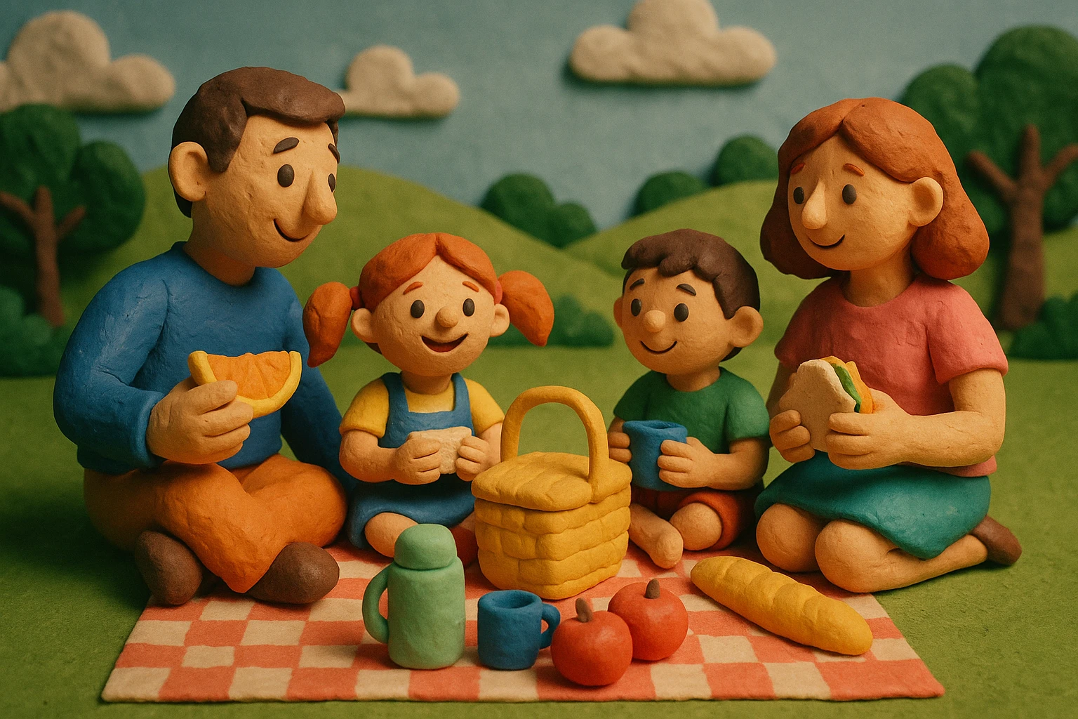 children with their parents, family having a picnic emoji