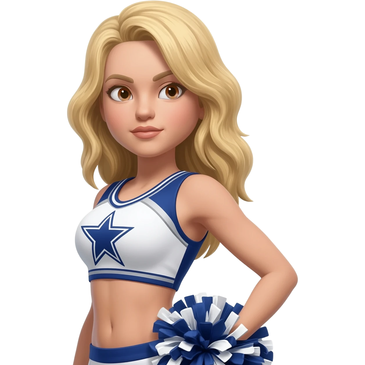 Dallas cowboys cheerleader blonde wearing short top blue and white emoji