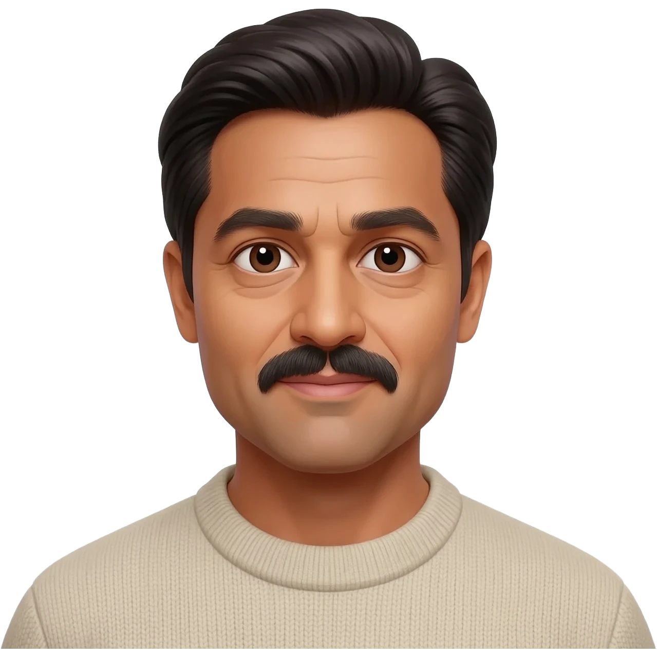 middle aged male indian primary school teacher without a moustache wearing a thick plain roller-neck jumper looks like brad pitt emoji