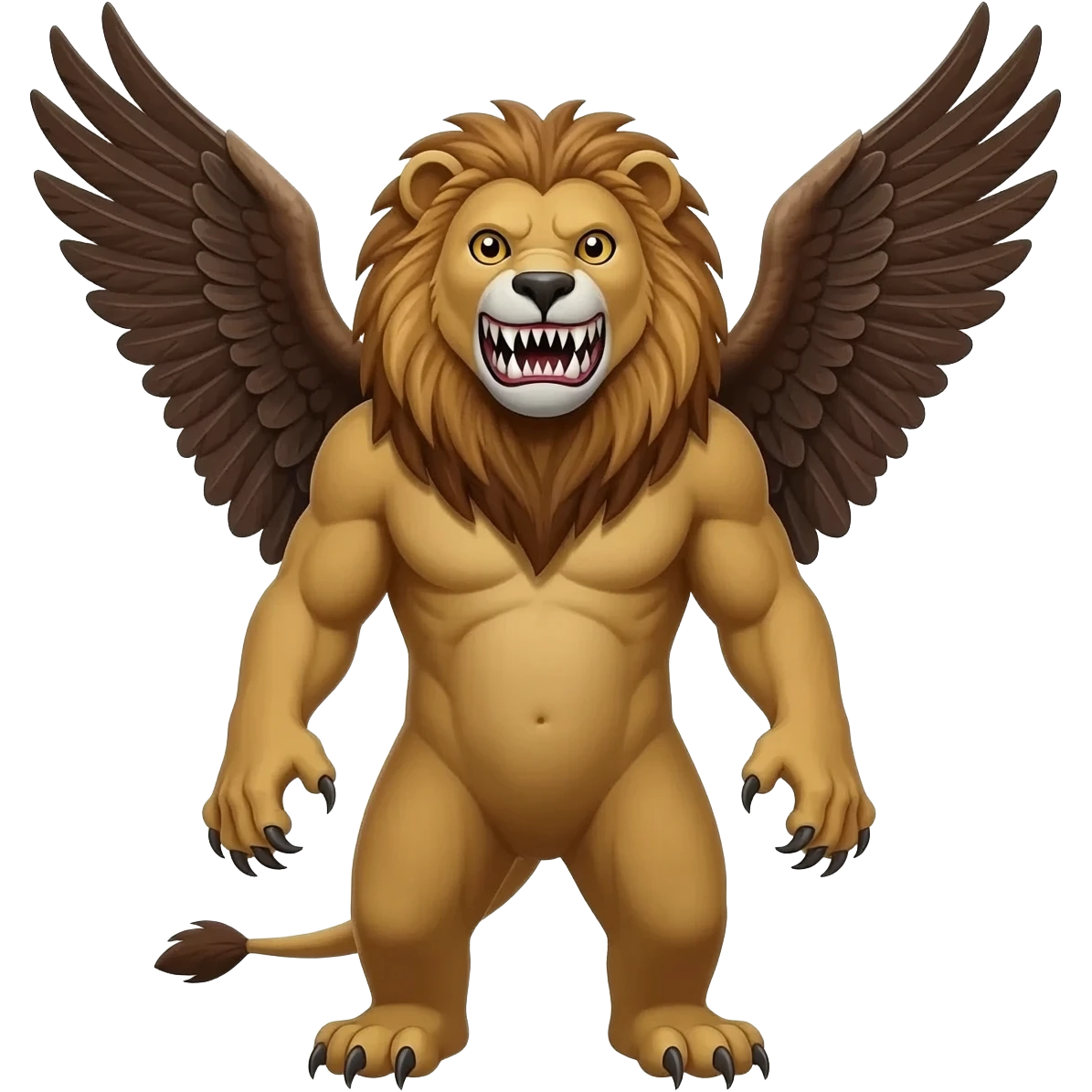 The face of an bear with the teeth of an shark. Also the body of a lion and the wings of a eagle emoji