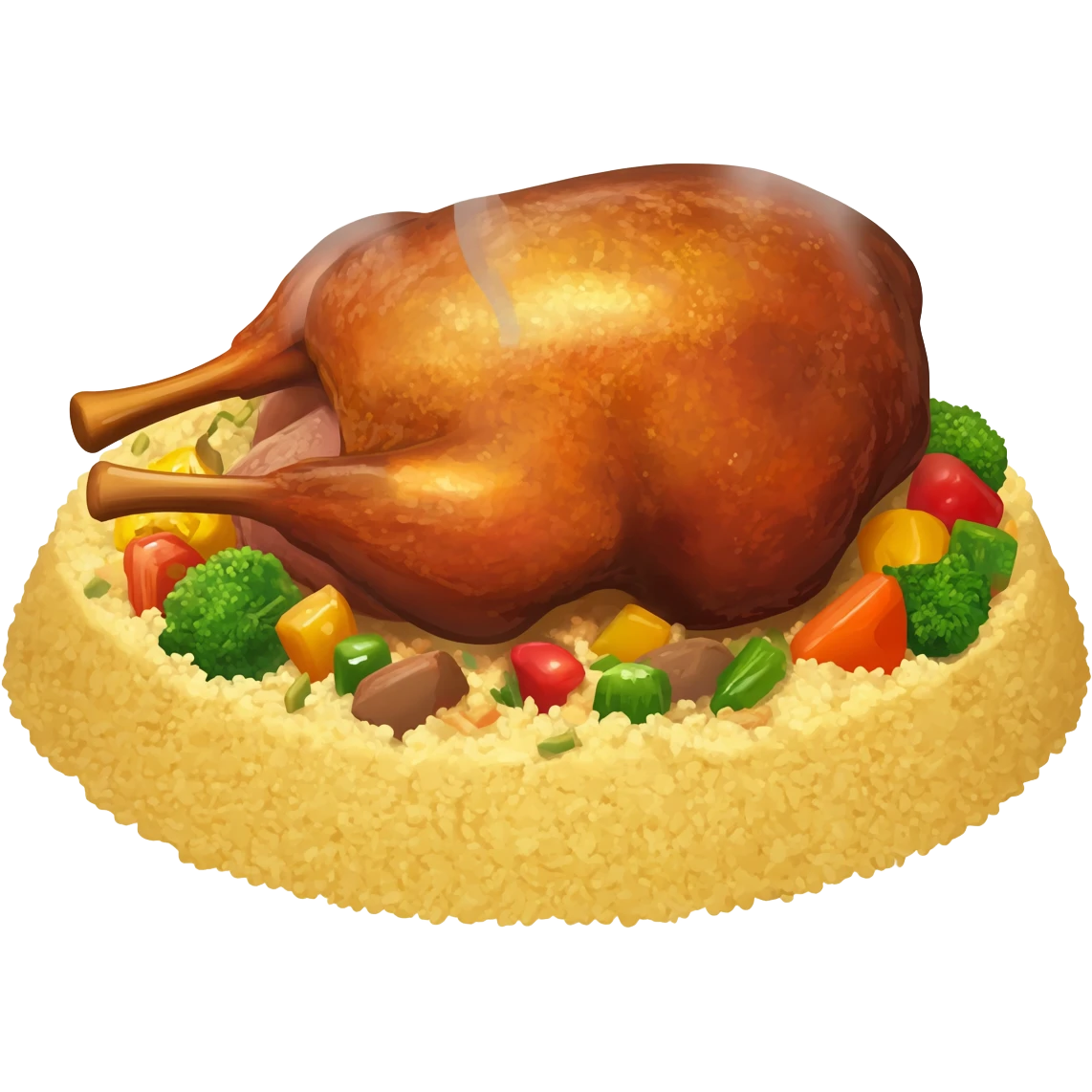 Meal of couscous with meat emoji