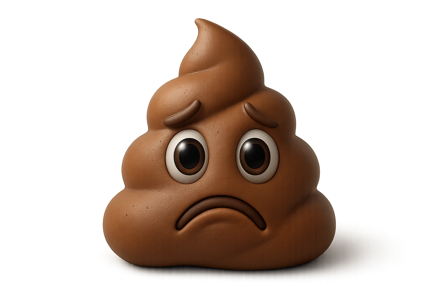 emoji stile iphone 3d di una cacca con espressione triste, iperrealistiche 4k emoji