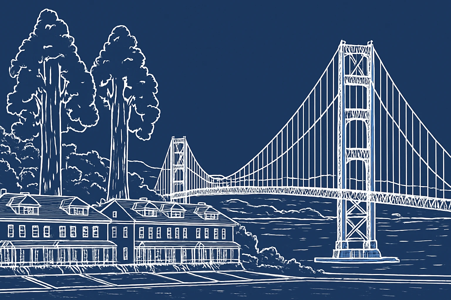 Create a header size 1200 x 800 that uses this image, but make it a white sketch, with a blue background, like the 2nd image emoji