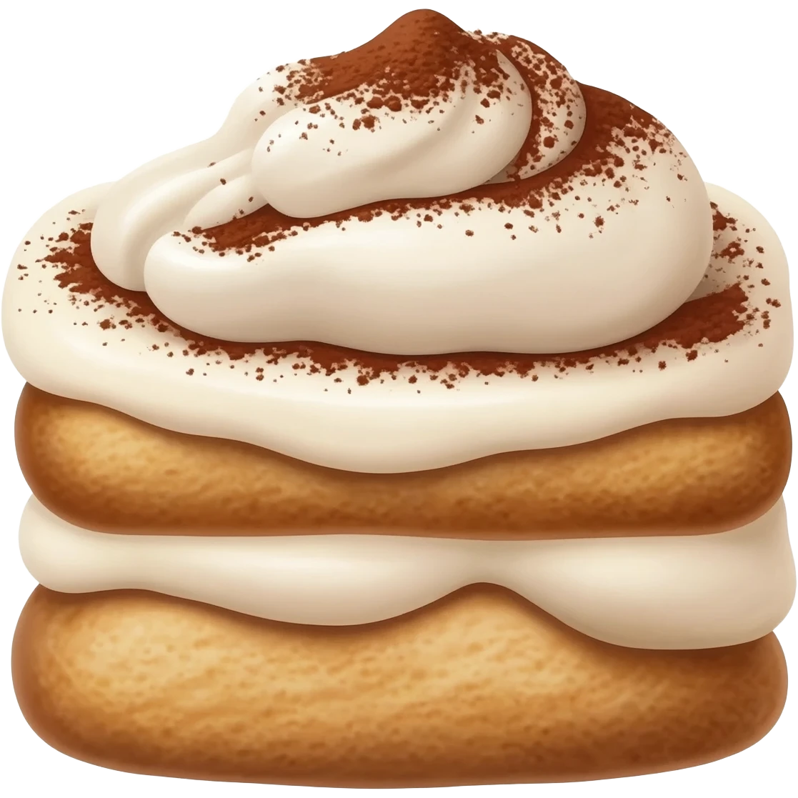 Tiramisu woth white cream and cocoa powder on top emoji