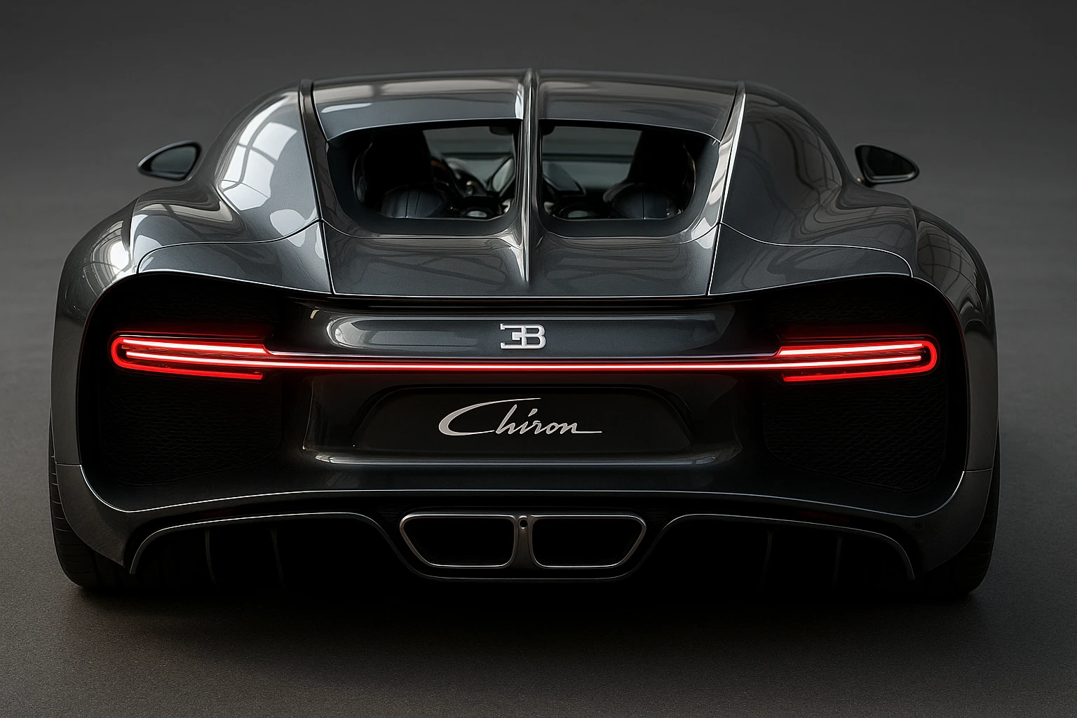 Bugatti Chiron rear view showing taillights high detail metallic finish emoji