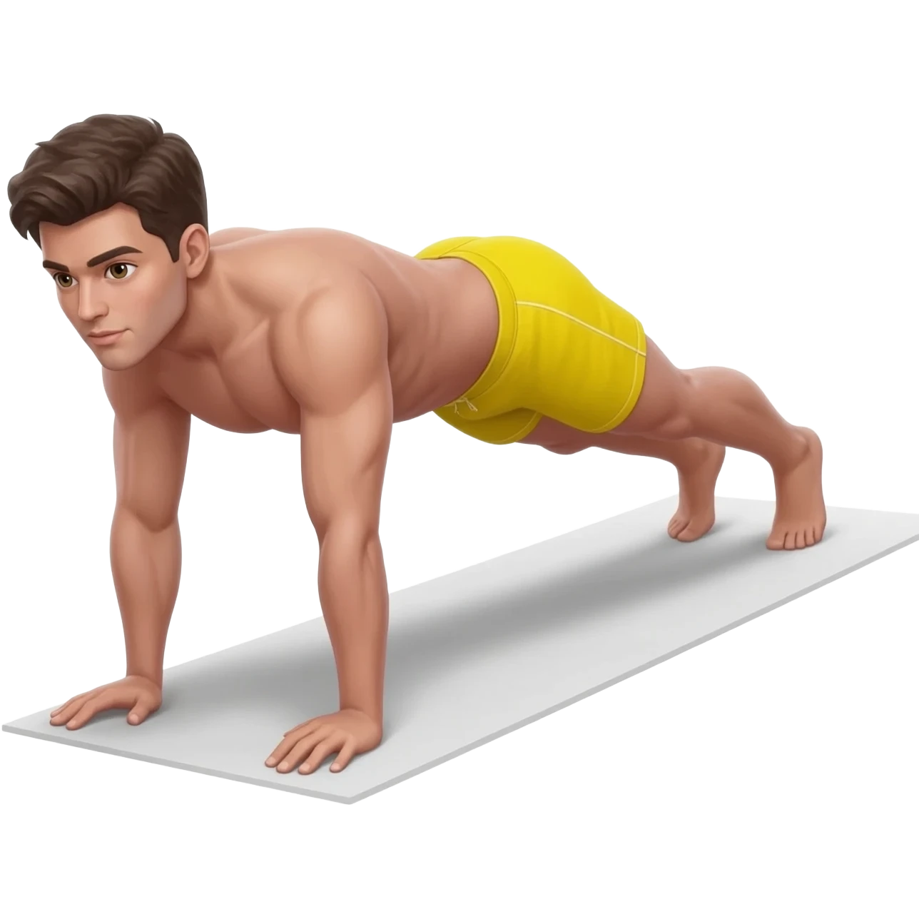 man with yellow trunks doing push ups emoji