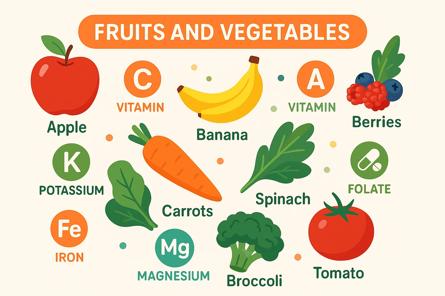 focus su frutta e verdura a tutto schermo e i micronutrienti contenuti in essa emoji