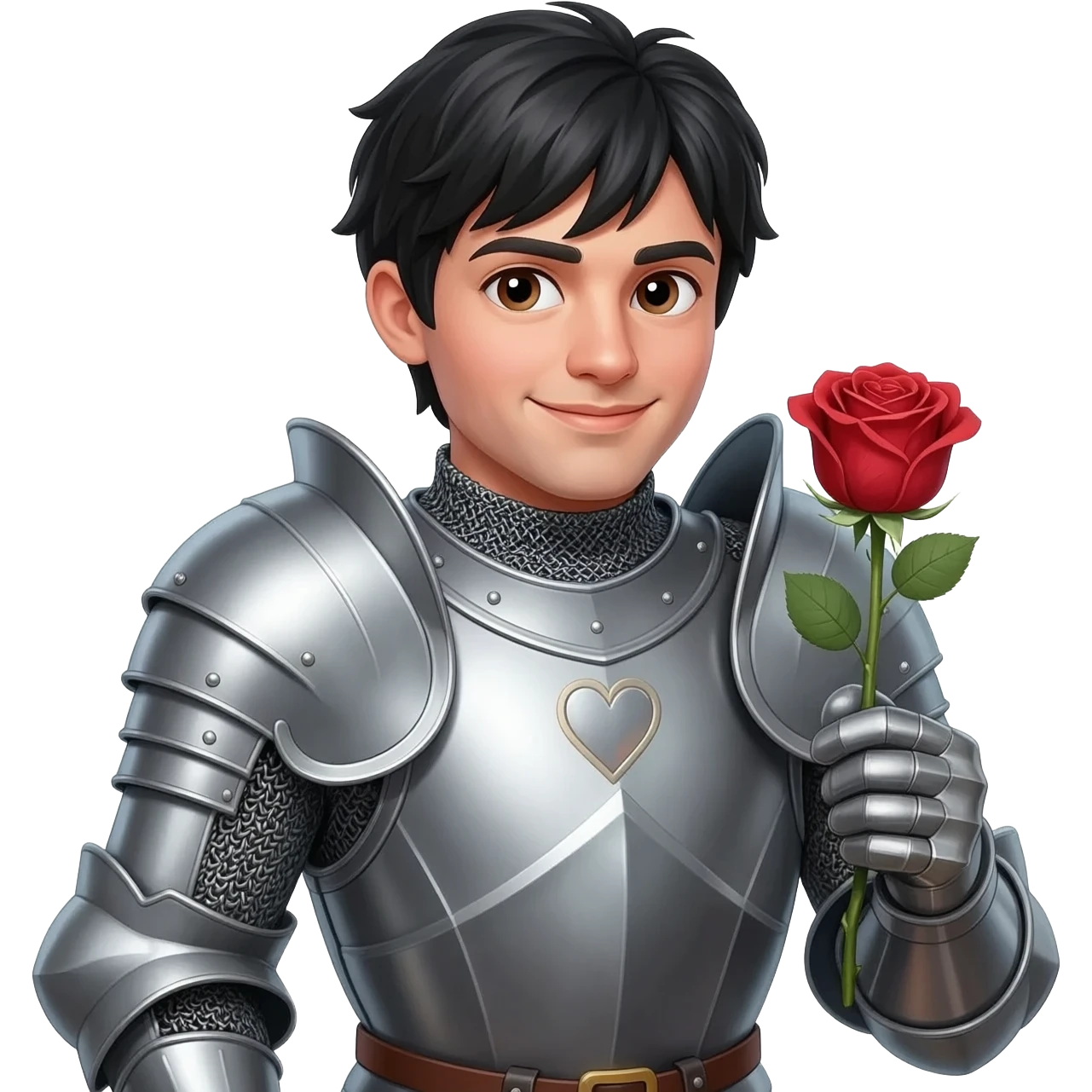 Caballero mediabal de amor Cabello negro emoji