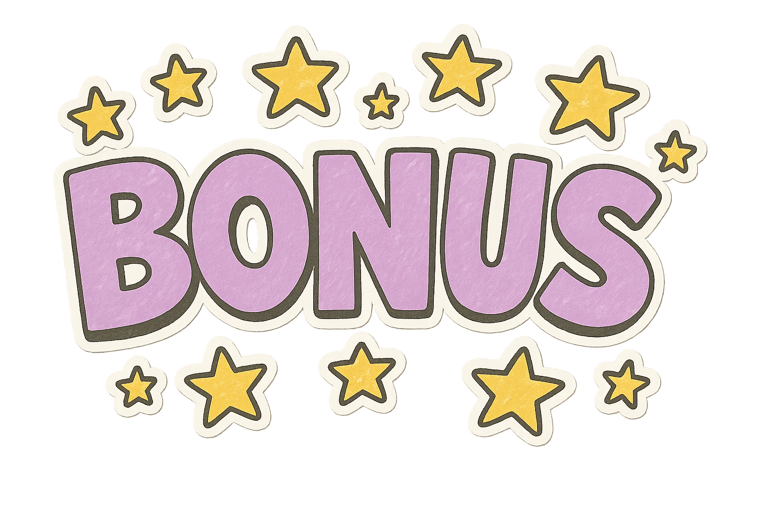 LAS LETRAS DEBEN SER VIOLETA PASTEL Y LAS ESTRELLAS AMARILLAS DEBES MANTENER EXACTAMENTE LA IMAGEN ORIGINAL, LOS BORDES DEBEN SER BLANCOS EN LUGAR DE NEGRO, AGRGA UN EFECTO 3D emoji