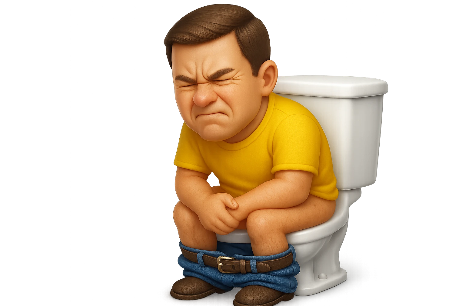 emoji stile iphone che riguarda l'argomento "stipsi/andrò al bagno oggi?", iperrealistico 4k emoji