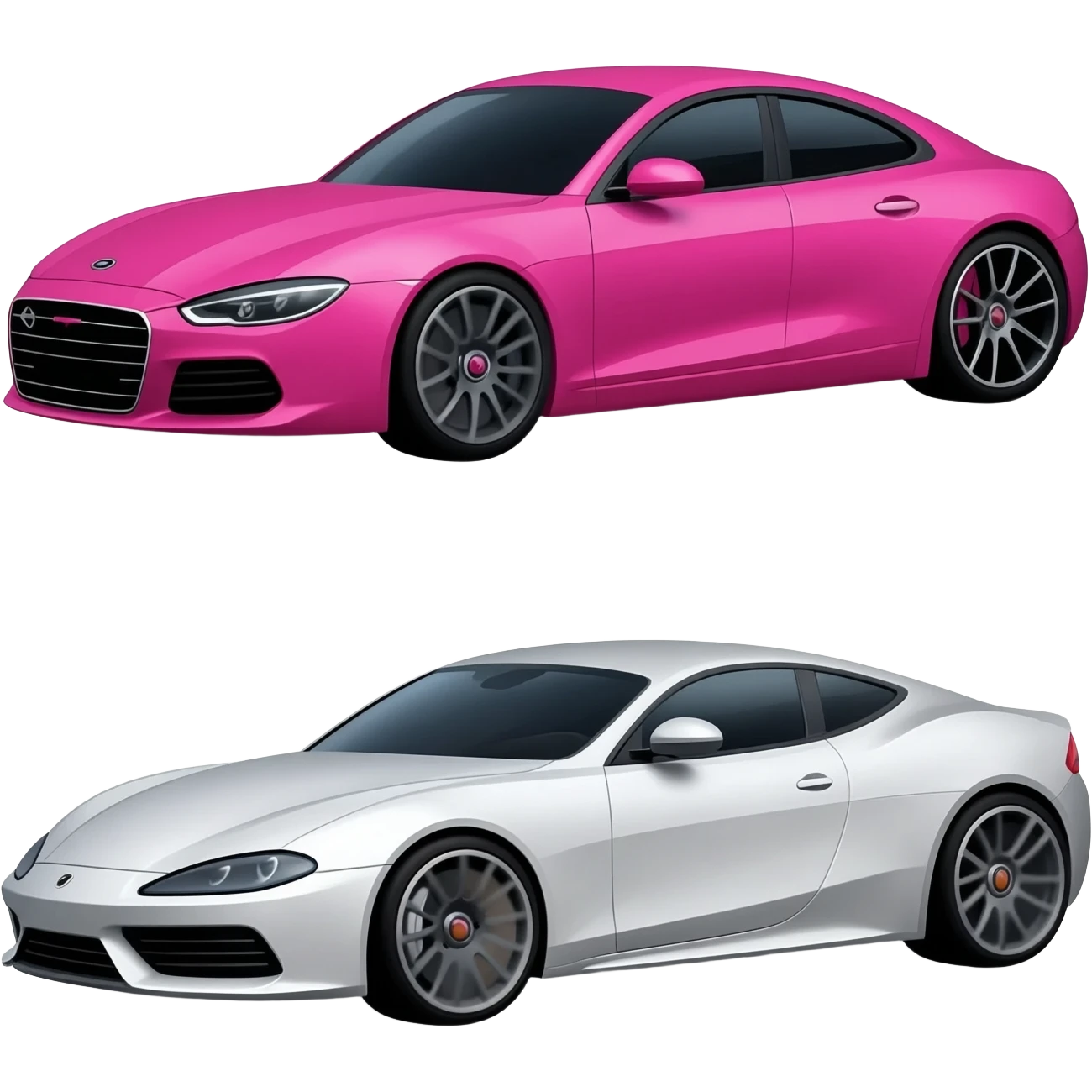 pink, black, and white expensive cars emoji