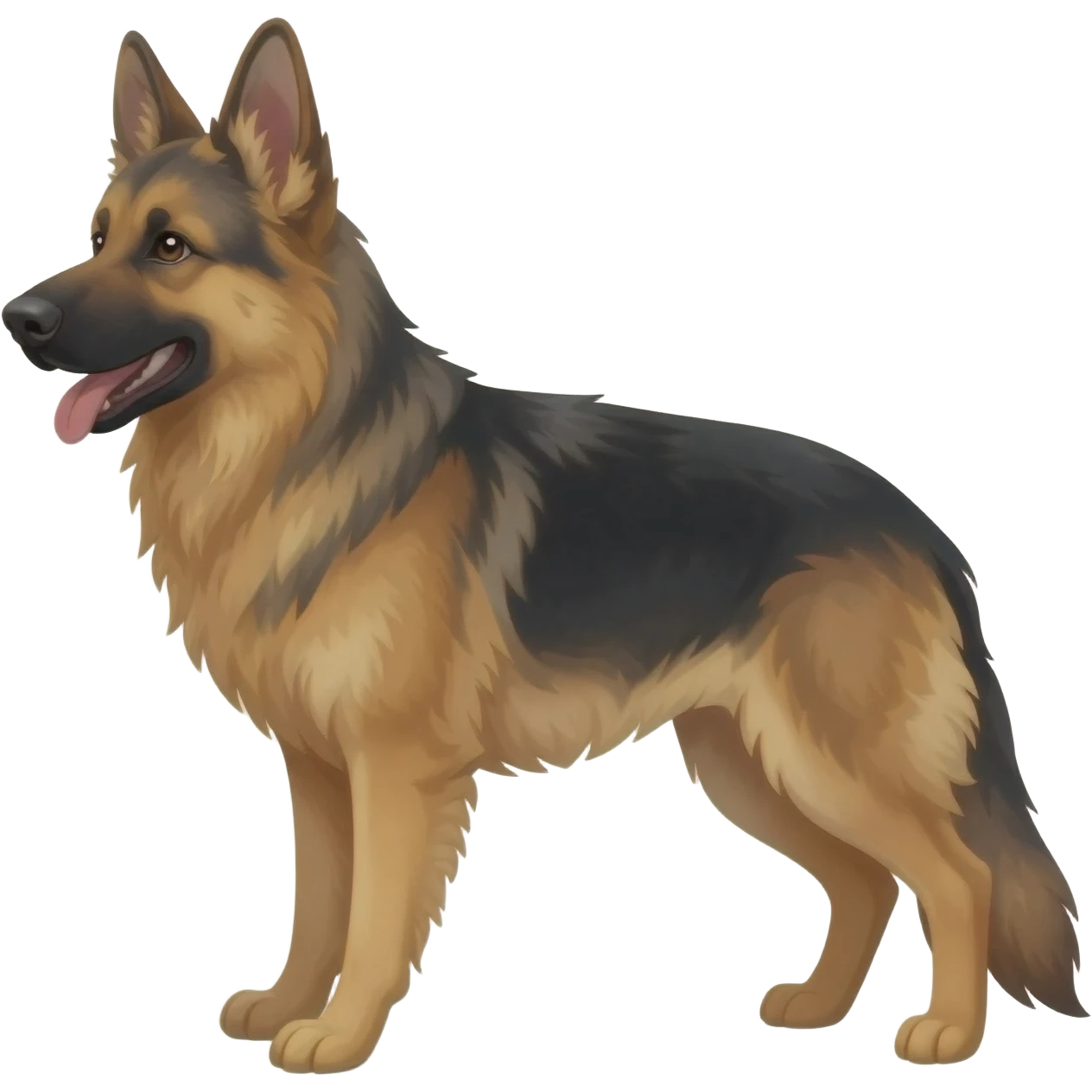 Long-haired German Shepherd with husky ears emoji