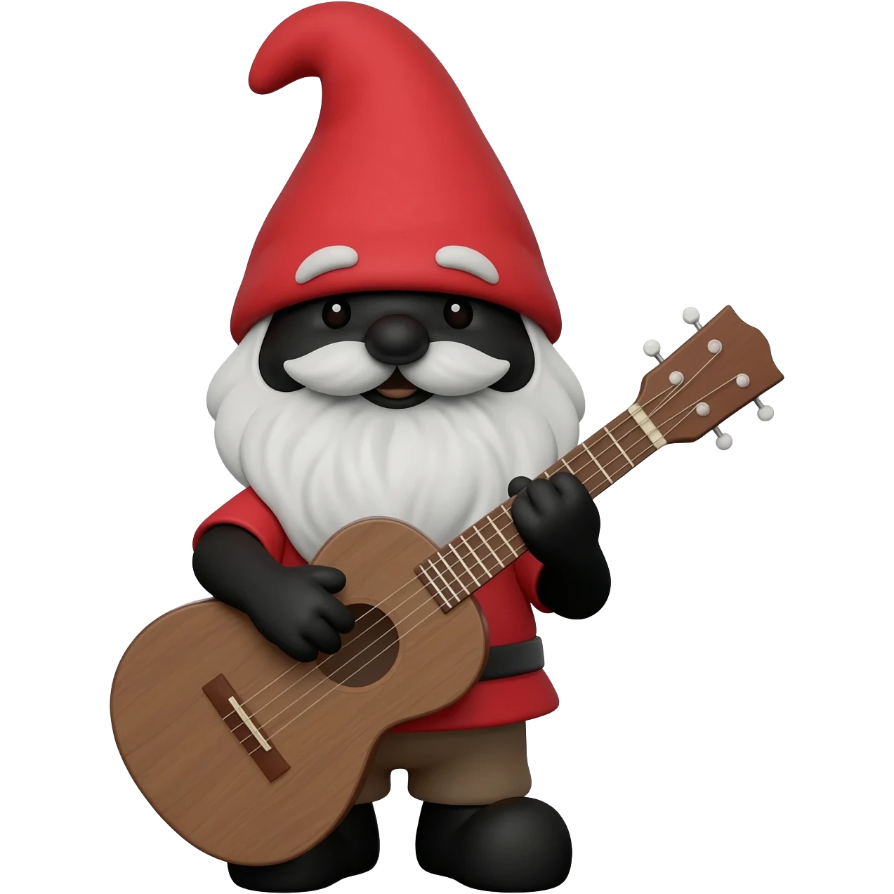Petit nain de jardin noir avec un ukulele emoji