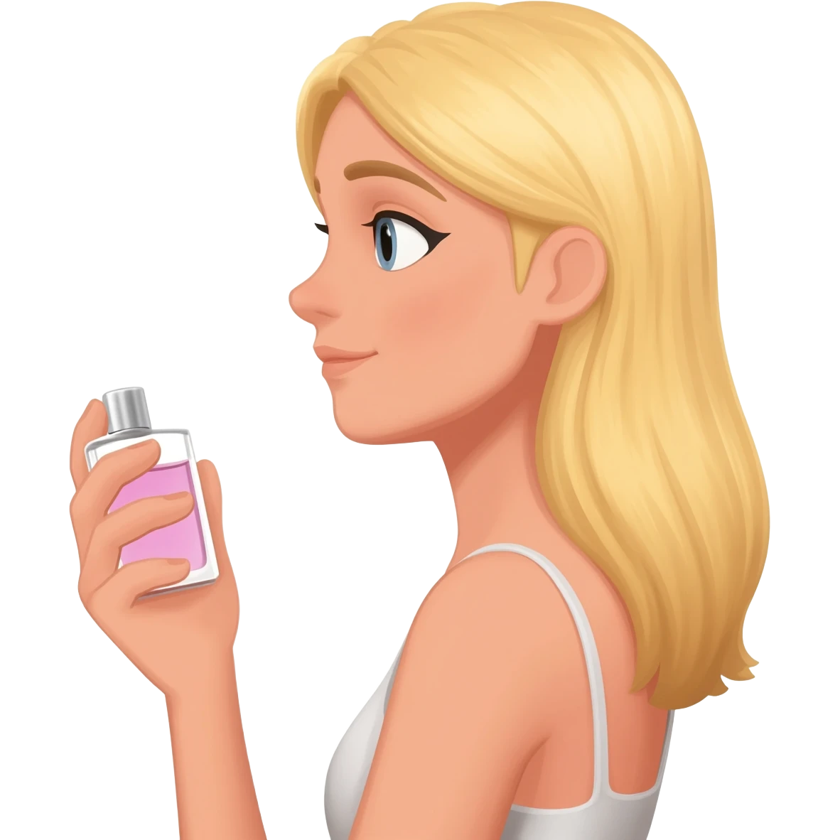 haz una chica rubia aplicandose perfume emoji