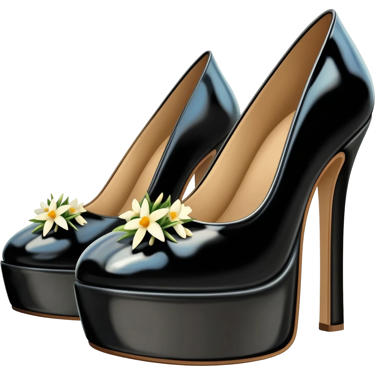 Black Patent Leather Daffodile Platform Heels emoji