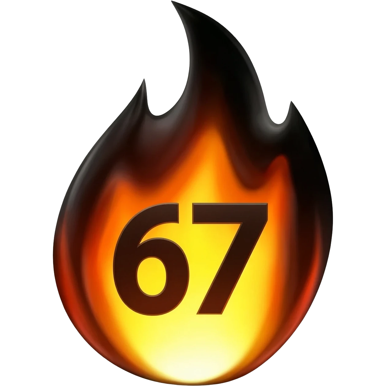 generate a black 67 burning in a black flame emoji