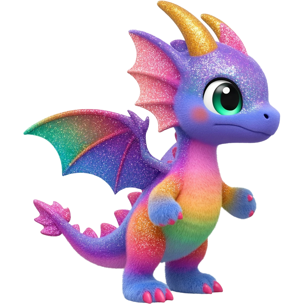 Randomly-colored gradients-colored cute fuzzy realistic glittery Randomly-faerie-drake-colored sparkly exotic Fakémon-creature emoji