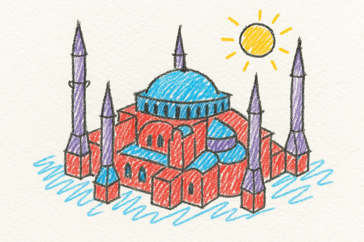 Isometric illustration of Istanbul, featuring real photorealistic Hagia Sophia with ts large central dome and four tall minarets, with real transparent background emoji
