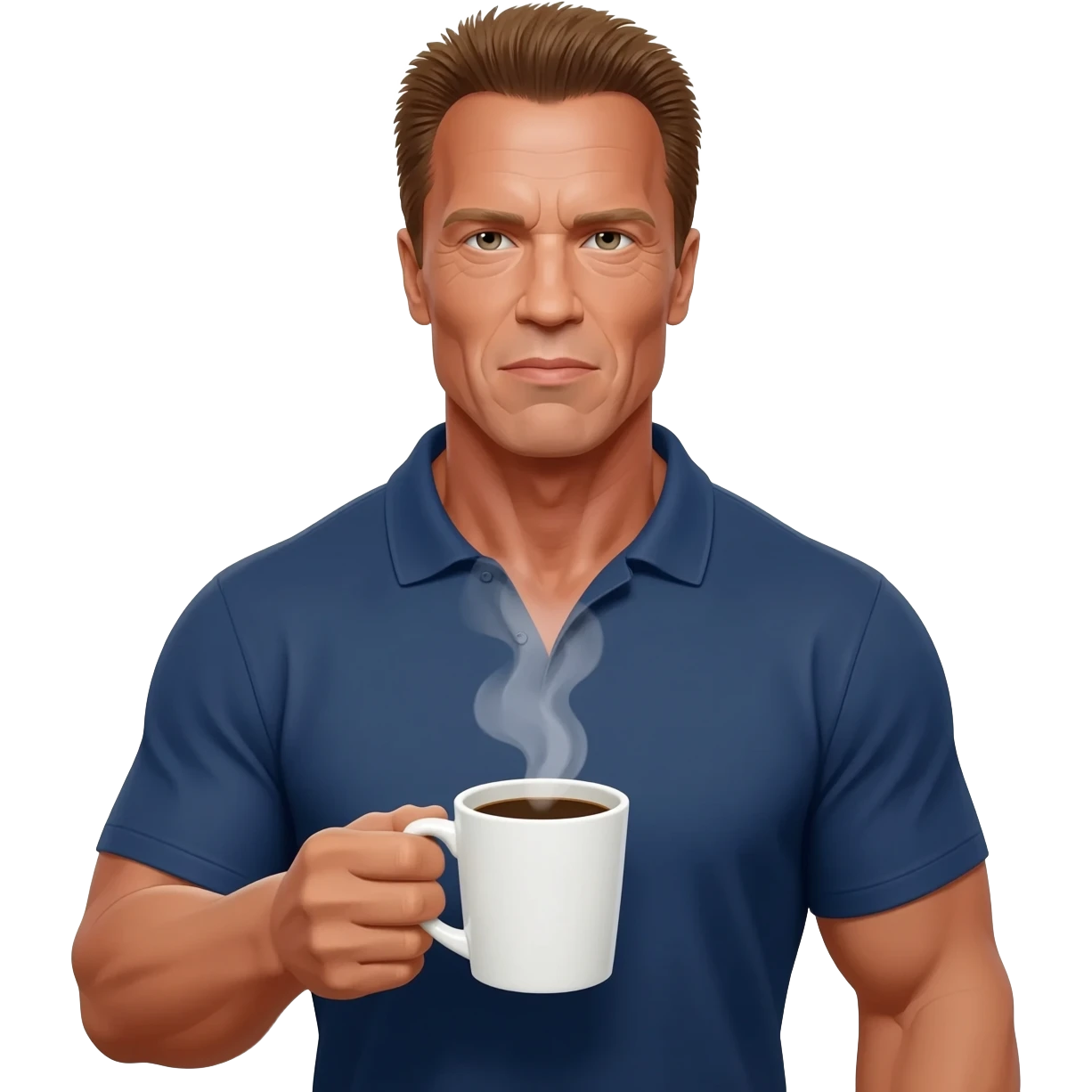 Arnold Schwarzenegger with his coffee emoji
