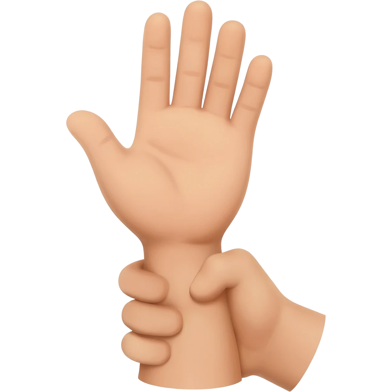 Hand up ✋ wrist hold by other man in up emoji