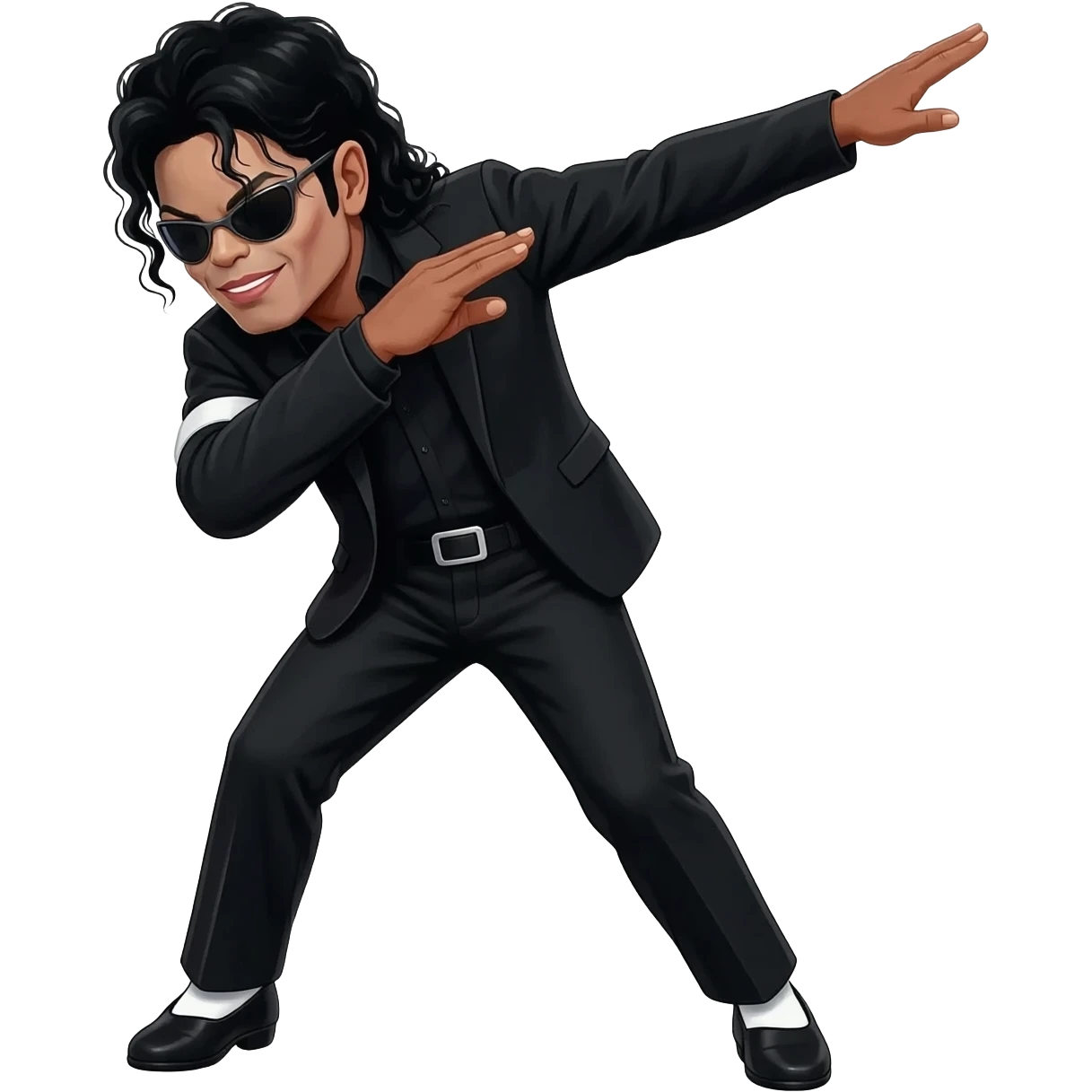 michael jackson dab, dancing legs, wearing black bad outfit emoji