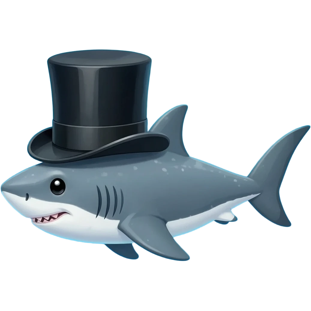 Shark with a top hat emoji