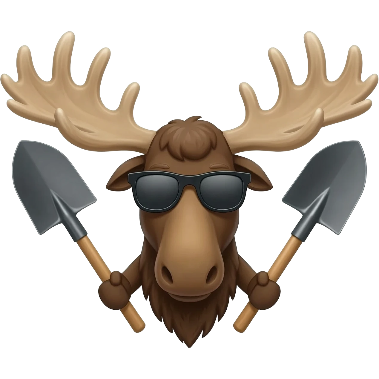 Cooler Elchkopf mit Sonnenbrille und großen schaufeln emoji