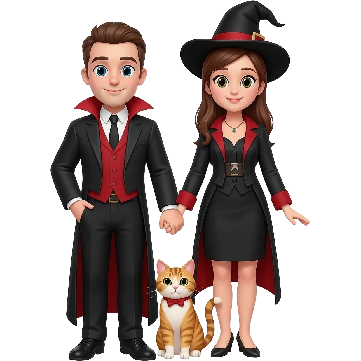 magician couple and their pet cat emoji