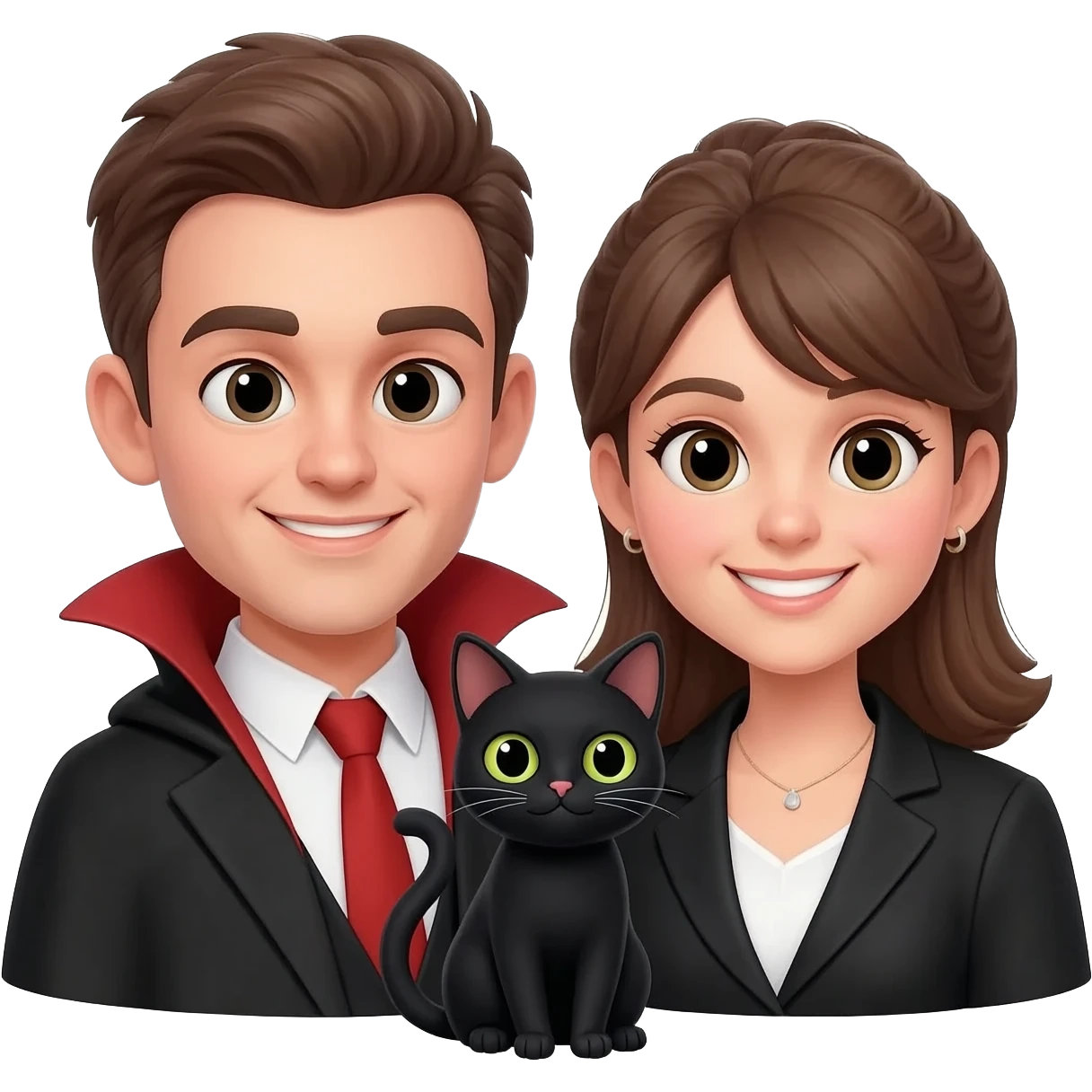 magician couple and their pet cat emoji