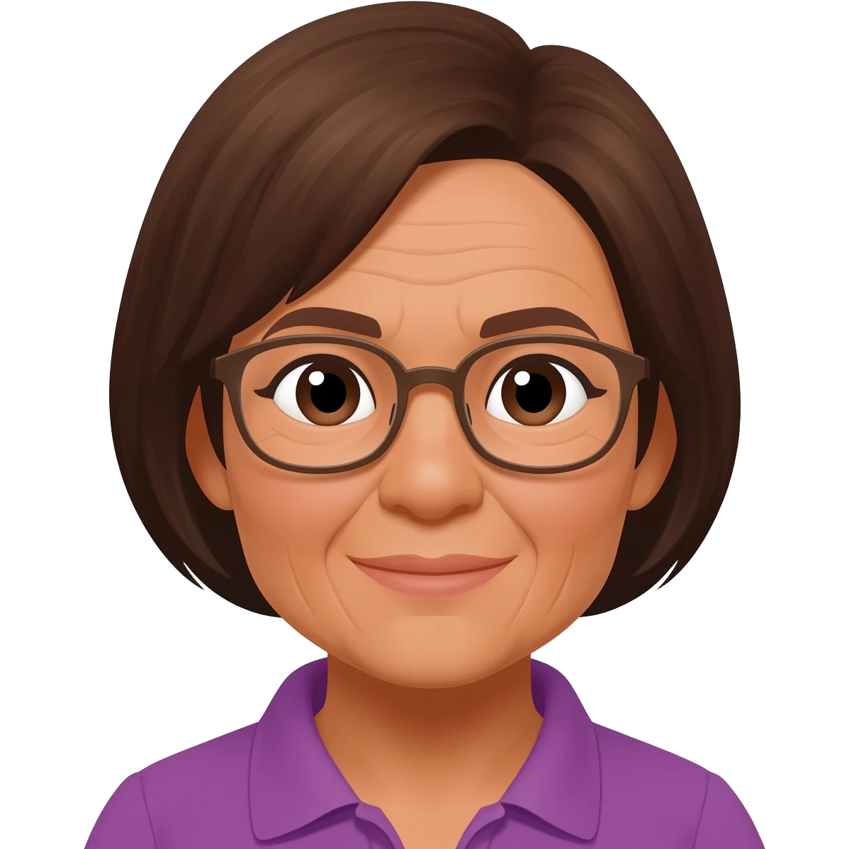 grandma, short hair, tan, brown hair, glasses, filipina emoji