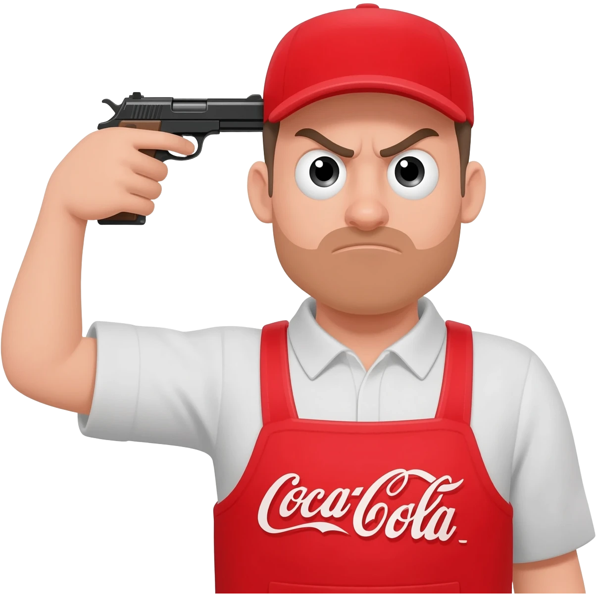 grumpy Coca-cola guy with someone putting a gun to his head emoji