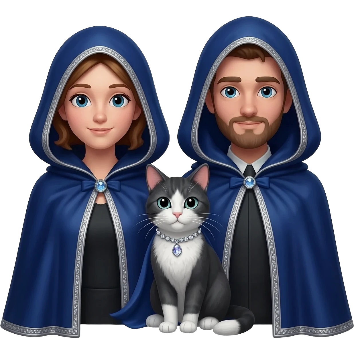 magician couple and their pet cat emoji