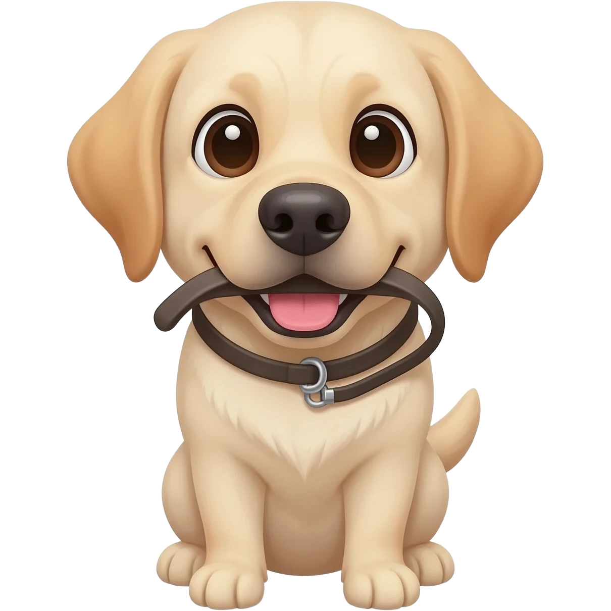 a Labrador with a leash in its mouth emoji