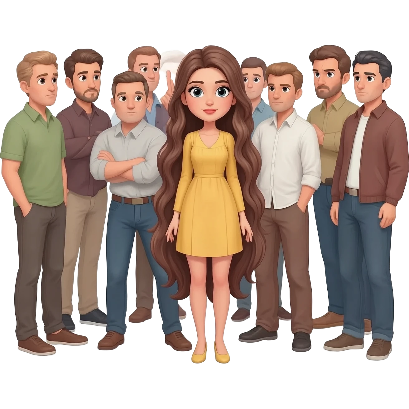 give me a beutiful girl whith a bunch of guys around her but she dosent give them any attention emoji