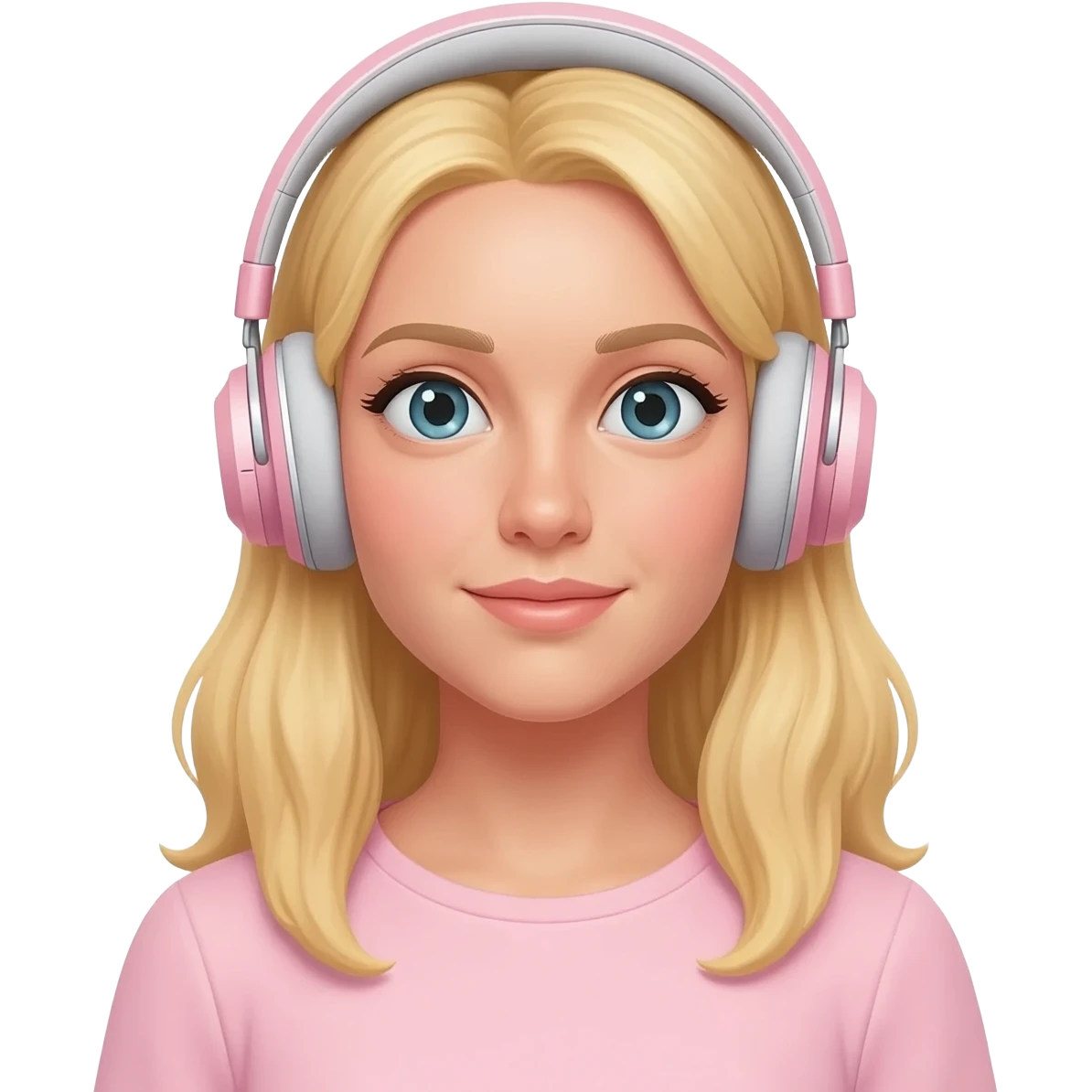 Blonde women wearing light pink beats headphones emoji