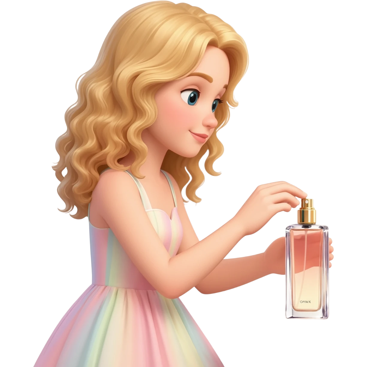 haz una chica rubia aplicandose perfume emoji